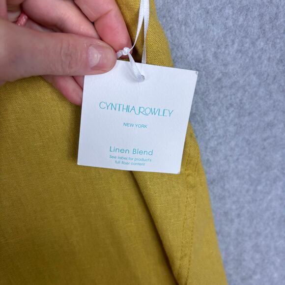 Cynthia Rowley Dress Medium Mustard Linen Cowl Hi Lo Lagenlook‎ Coastal Grandma - Picture 7 of 12